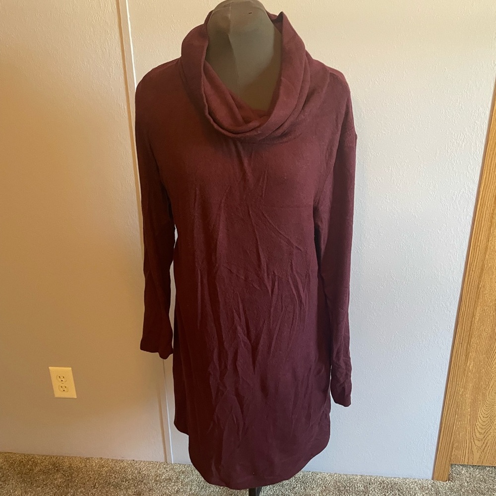 Maroon Cowl Neck Tunic Dress
